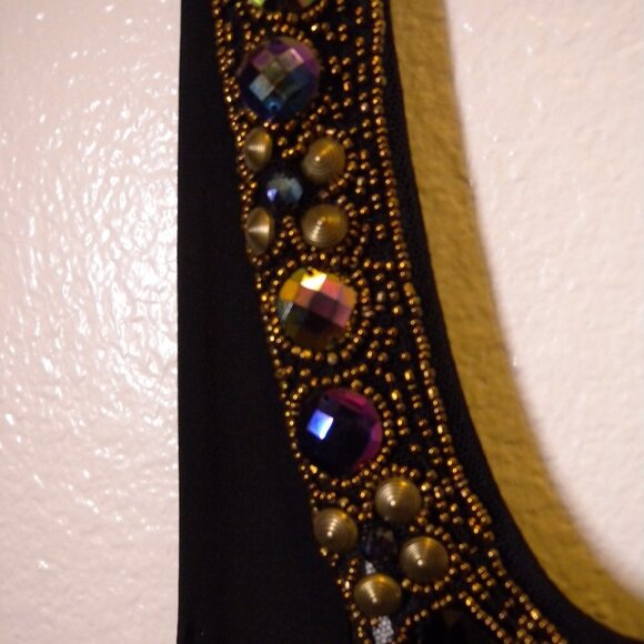 Kiwi Black Beaded Halter Style Top 1X - Picture 3 of 14